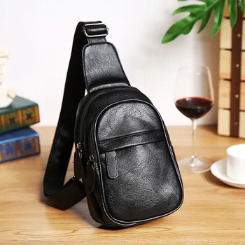 

New Style Youth Men's Bag Bag Simple Outdoor Shoulder Bag New Style knapsack Street Hide Substance Small Chest Bag