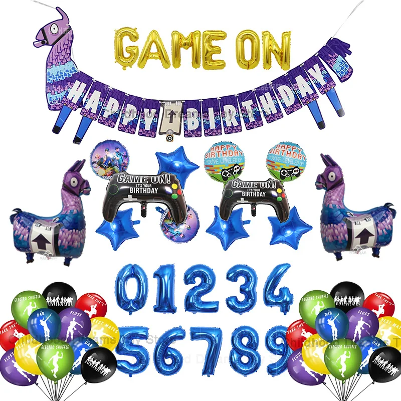 Tanie Fortnite urodzinowy balon dekoracyjny uchwyt do gier Alpaca rysunek grafika