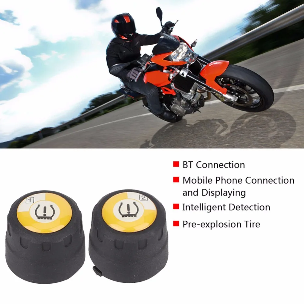 Мотоцикл TPMS BT система контроля температуры давления в шинах для iOS Android W Датчик шины