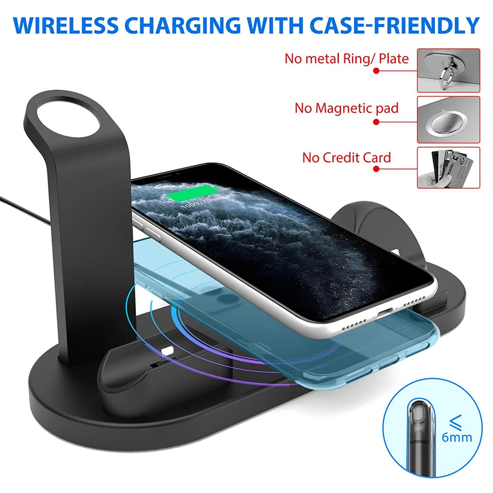 Беспроводная зарядная подставка для iPhone 11 Pro Max AirPods Apple Watch док-станция для зарядки зарядное устройство для samsung S11 huawei Xiaomi 9 Pro