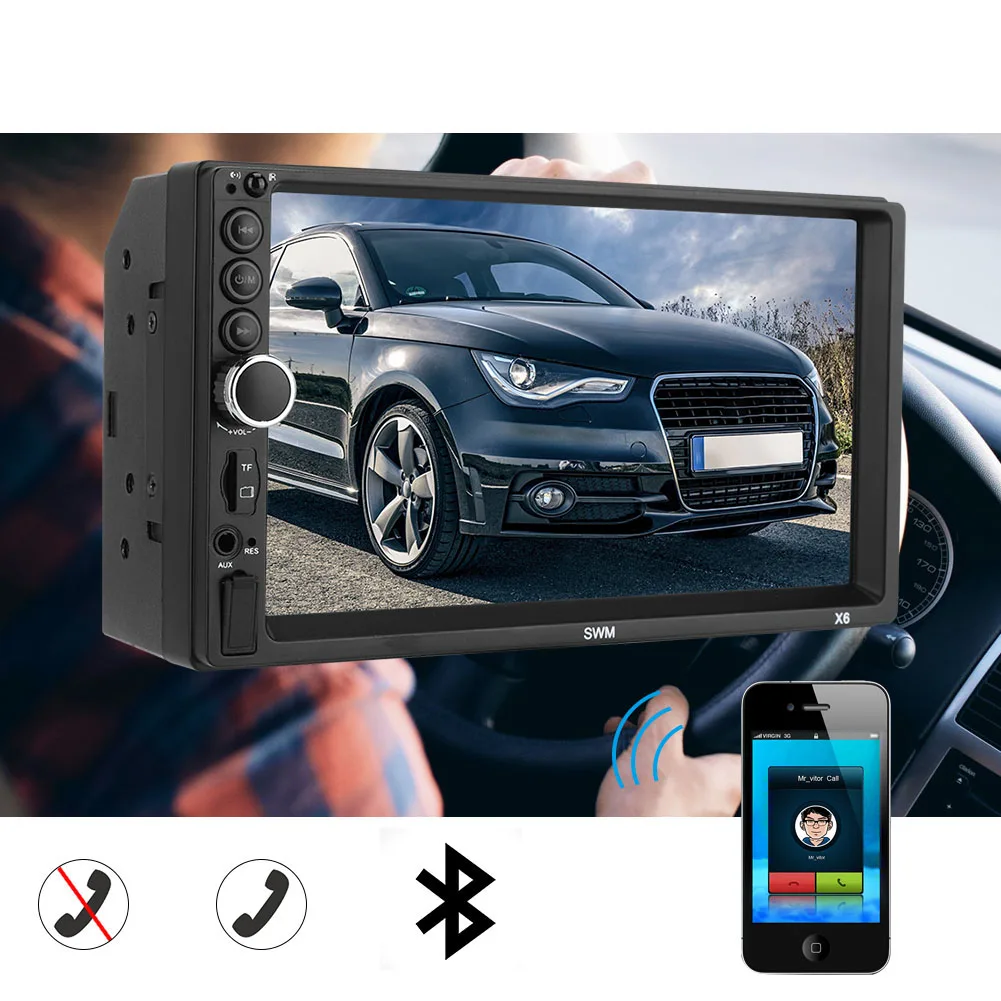 Автомобильный сенсорный экран HD " сенсорный экран стерео Bluetooth 12 В 2 Din FM ISO power Aux вход Авто MP5 плеер SD USB