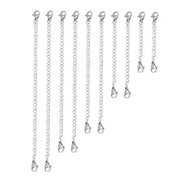 

10 Pcs/set Women Jewelry Necklace Bracelet Extension Chain Handmade Double Head Lobster Buckle Stainless Steel Plus Tail Chains