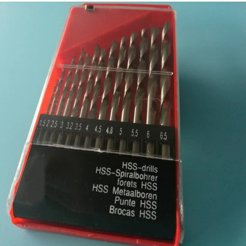 Plastic Box Of 13 Woolly HSS HSS Twist Drill Metal Auger Bit Suit 1.5 mm To 6.5 mm Plastic Box Of 13 Woolly HSS HSS Twist Drill Metal Auger Bit Suit 1.5 mm To 6.5 mm