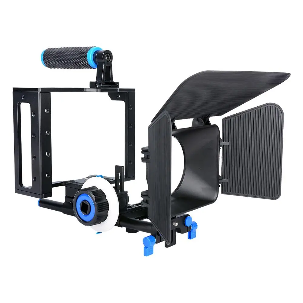 Lightdow 3 In 1 Dslr Rig Kit Matte Box +follow Focus+dslr Camera Cage