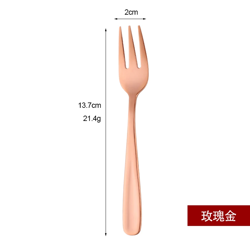 Rose Gold-10PCS 10 шт., вилка для фруктов, 18/10 нержавеющая сталь, вилки для торта на десерт, красная маленькая чайная вилка, радужная Десертная Вилка для закусок, набор посуды - Цвет: Rose Gold-10PCS