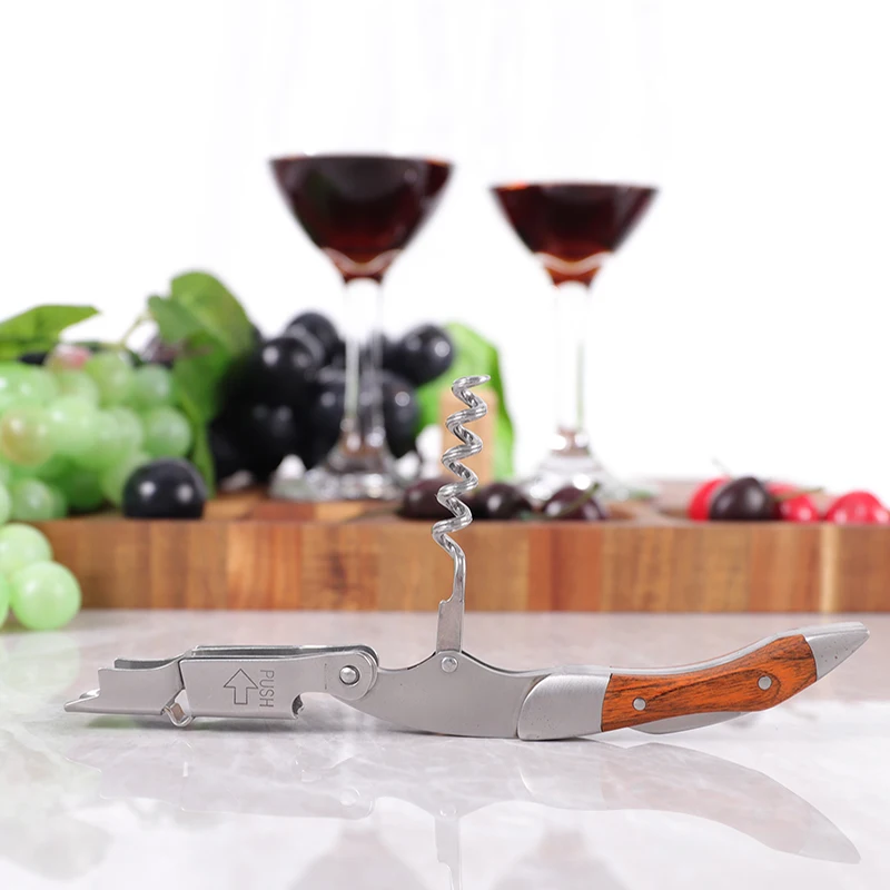 Wine opener, professional waiters corkscrew, pu bag, bottle opener and foil cutter gift for wine lovers