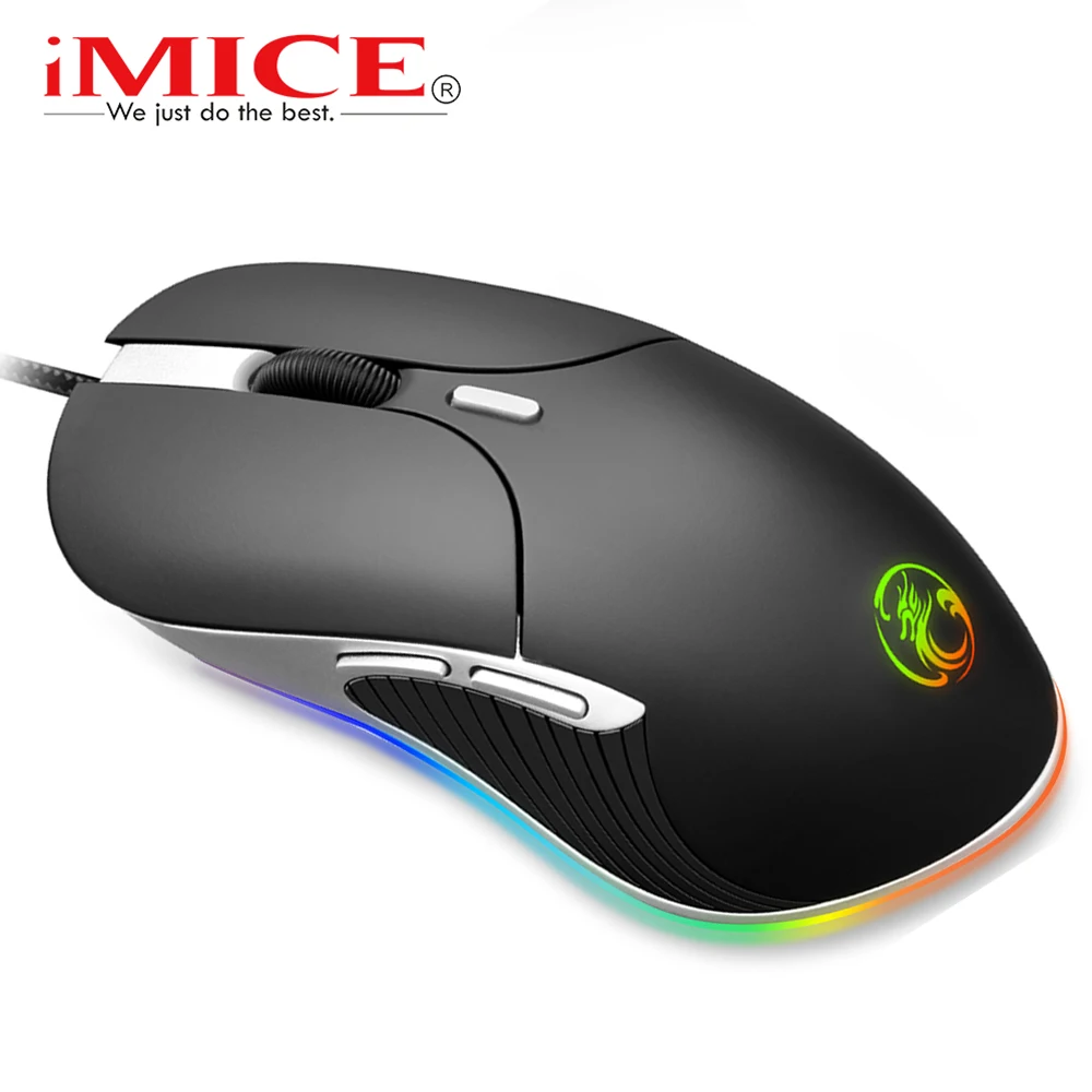 Игровая компьютерная мышь проводная эргономичная с кабелем 6400DPI светодиодная игровая RGB USB оптическая