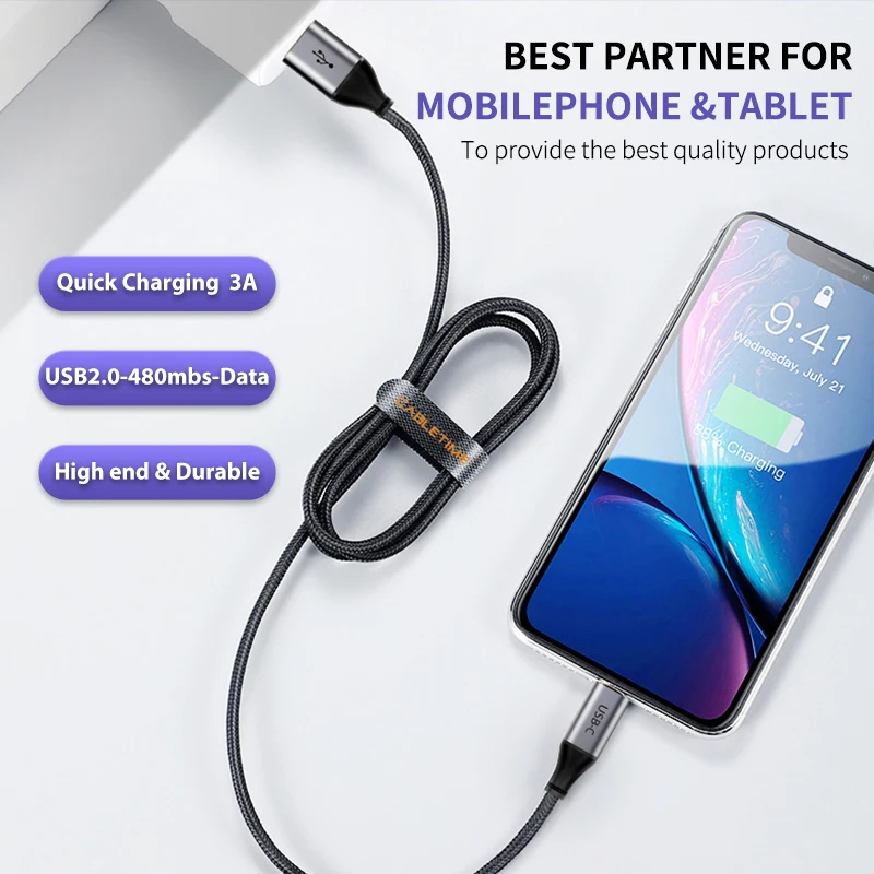 CABLETIME Premium USB-C Cable and Fast Charger 3A for Computer Xiaomi mi9/mix 2s Huawei mate30/20 P30/20 and Computer C004