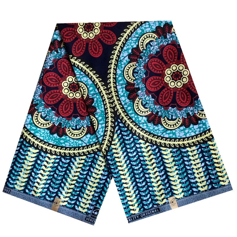 Polyester ankara africa prints circle real java wax fabric tissu loincloth sewing wedding dress crafts