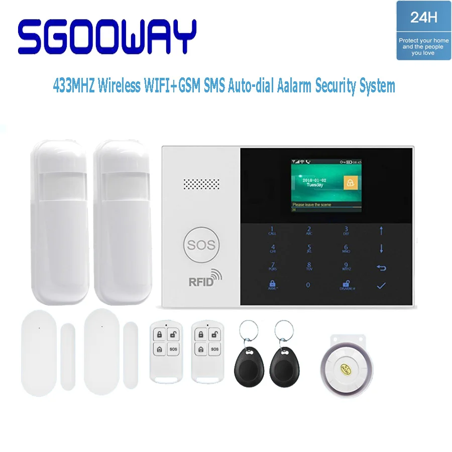 Sgooway фабрика 433 МГц беспроводной Wi-Fi и GSM SMS автоматическая система сигнализации с низким уровнем заряда батареи - Цвет: Set C