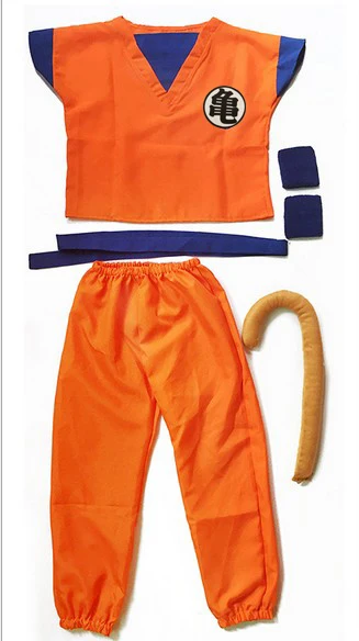 Костюм Dragon Ball Z, костюм Сон Гоку, маскарадные костюмы, Топ/штаны/пояс/хвост/повязка/парик, тренировочная одежда для взрослых и детей на Хэллоуин - Цвет: GUI PRINTED