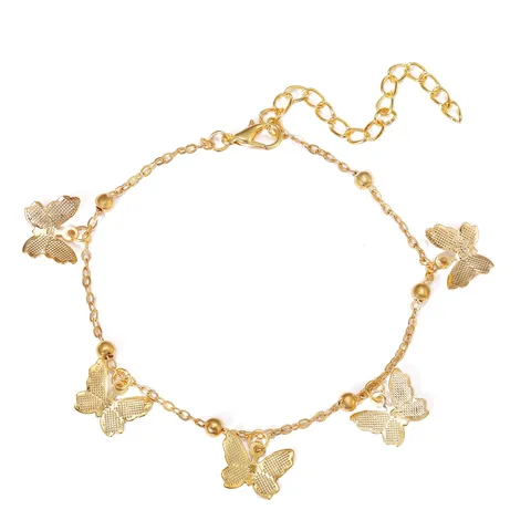 Chain Butterfly Anklets For Women Fashion Siilver Color Bead Anklet Bohemian Summer Beach Ankle Bracelet Foot Chain Jewelry