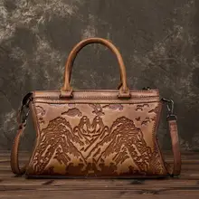 WERAIMJX ретро тиснение женские сумки высокого качества из натуральной кожи женские сумки из воловьей кожи на плечо и через плечо