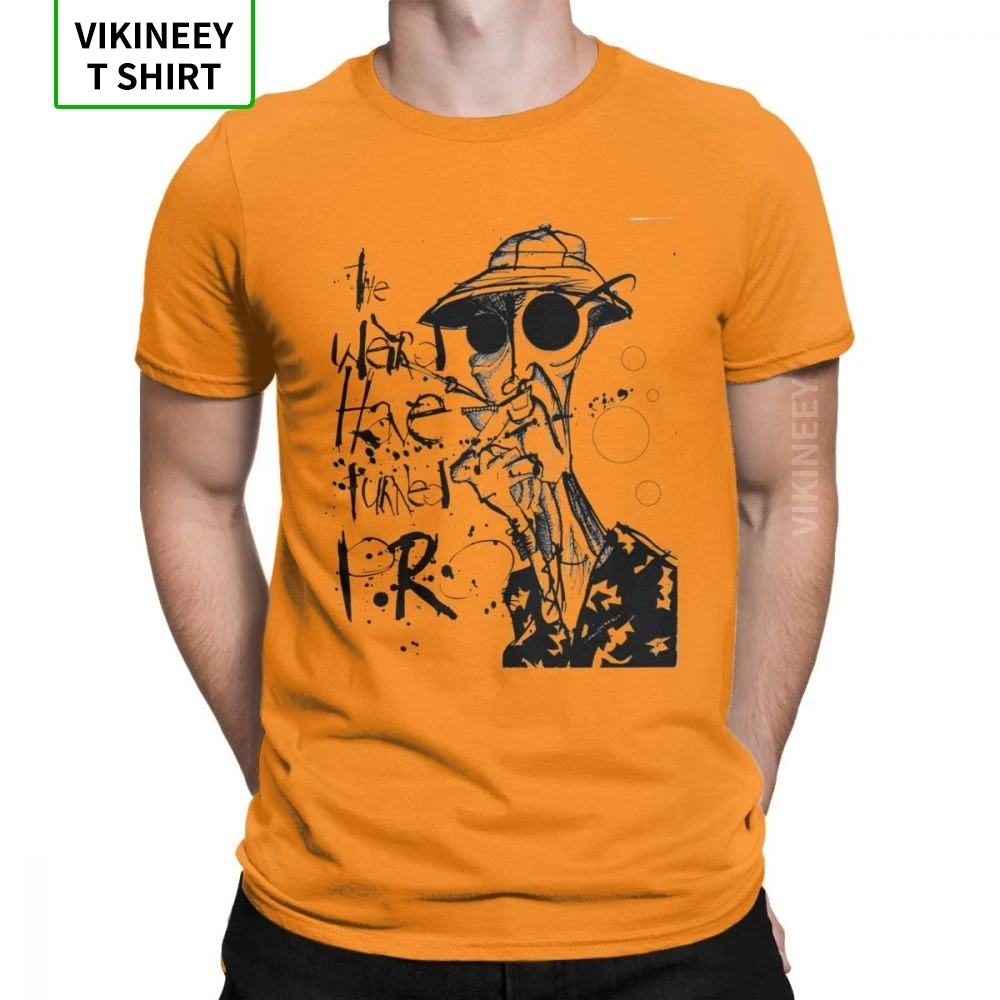The Weird Have Turned Pro Fear And Loathing In Las Vegas, футболки для мужчин, хлопковая футболка с коротким рукавом, летние топы - Цвет: Оранжевый