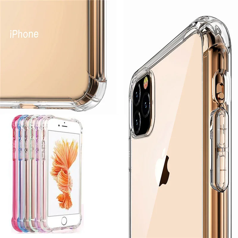 Прозрачный чехол для iphone 12 PRO 11 MAX 7 Plus 8 6 6S противоударный мягкий Силиконовый ТПУ