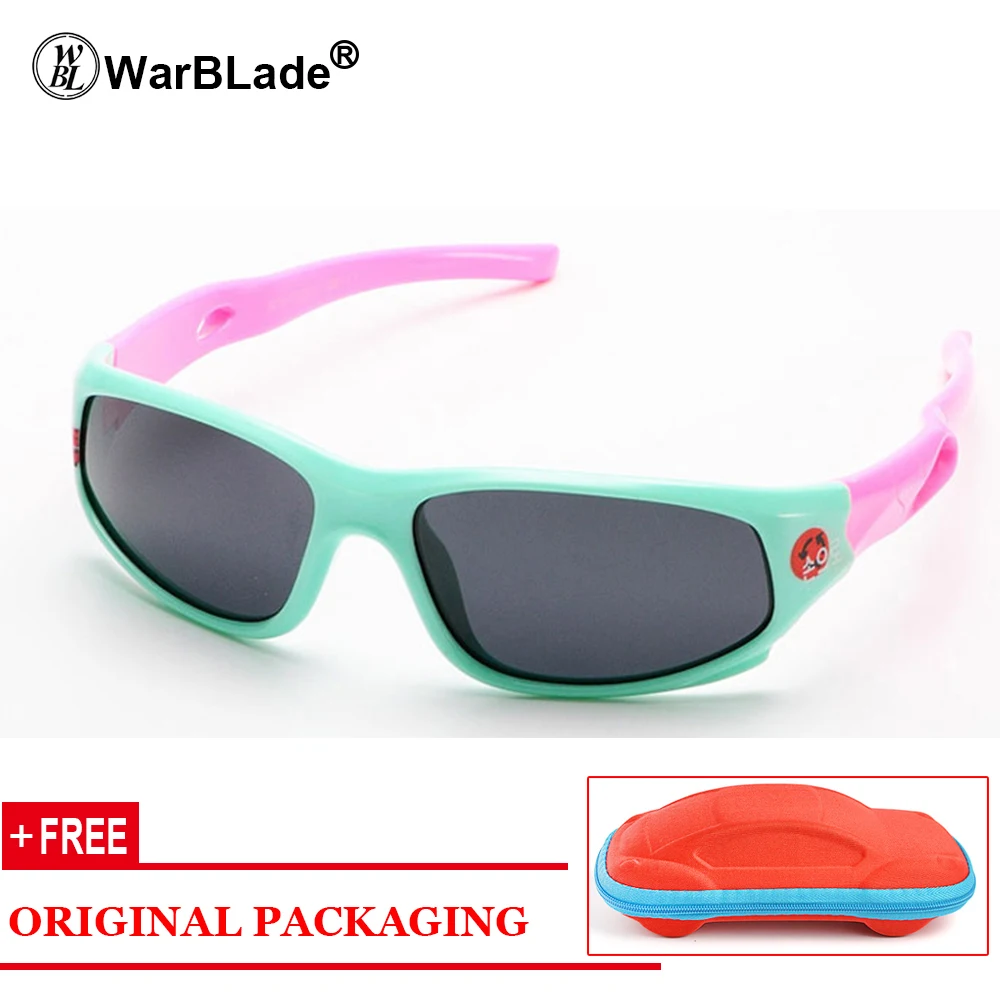 green pink Детские поляризованные солнцезащитные очки WarBLad, детские спортивные очки с гибкой оправой, защитные очки, солнцезащитные очки UV400 для мальчиков и девочек - Цвет линз: green pink