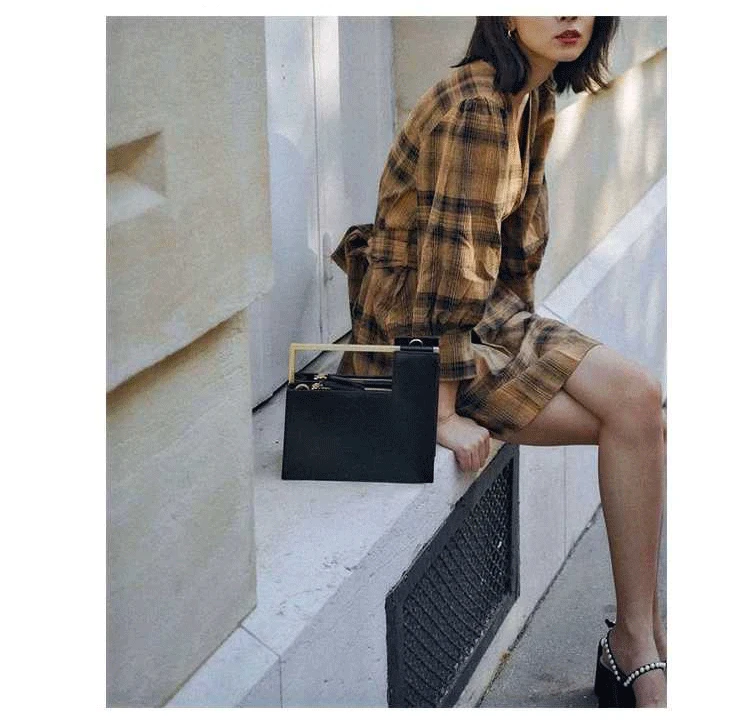 Vintage Fashion Organ Design Pu Women Shoulder Bags Metal Handle Box Type Luxury Women's Handbags Ladies Totes Bags Bolso Mujer