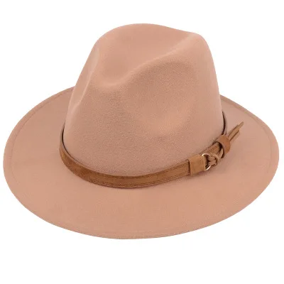 Camel Новые модные женские туфли Для мужчин шляпа с широкими полями Outback шляпа Панама джазовая, шляпа фетровая Шапки ковбойская шляпа цвет: черный, синий, красный, желтый, розовый - Цвет: Camel