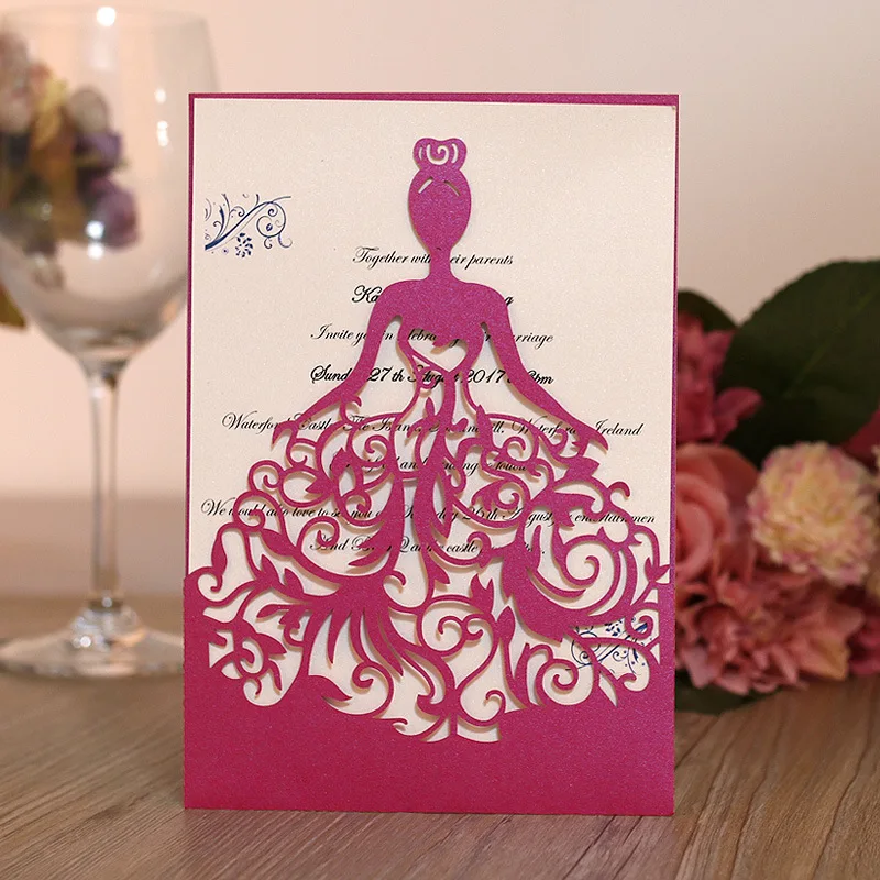 20 piezas elegantes tarjetas de приглашение воск boda con corte лазерной para invitaciones де visita
