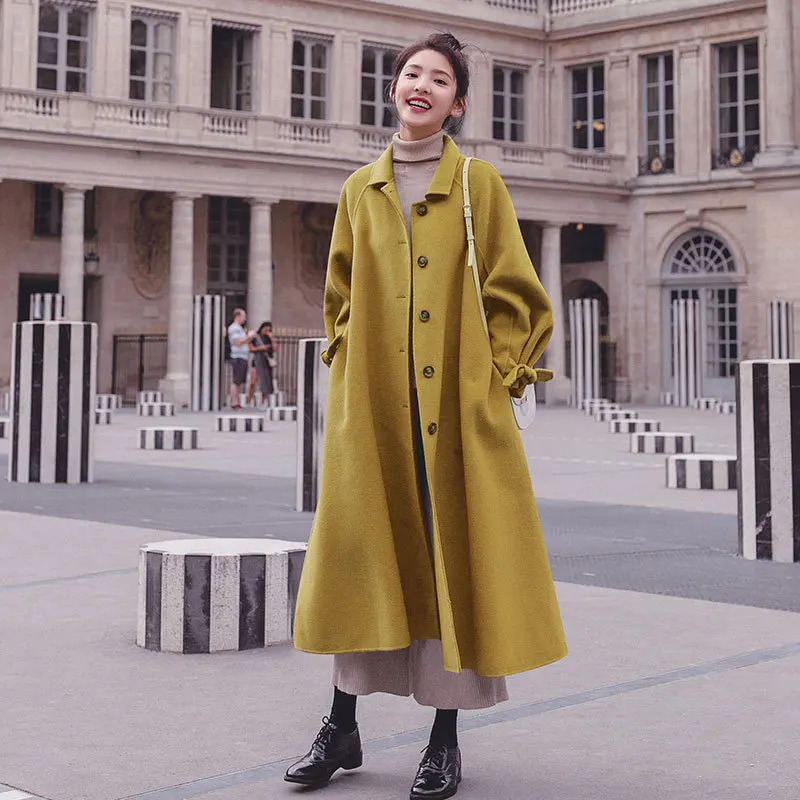 

Hepburn Wind Mao Duffle Coat Women's Mid-length over-the-Knee 2019 Autumn And Winter Popular New Style Thick Elegant Woolen Jack