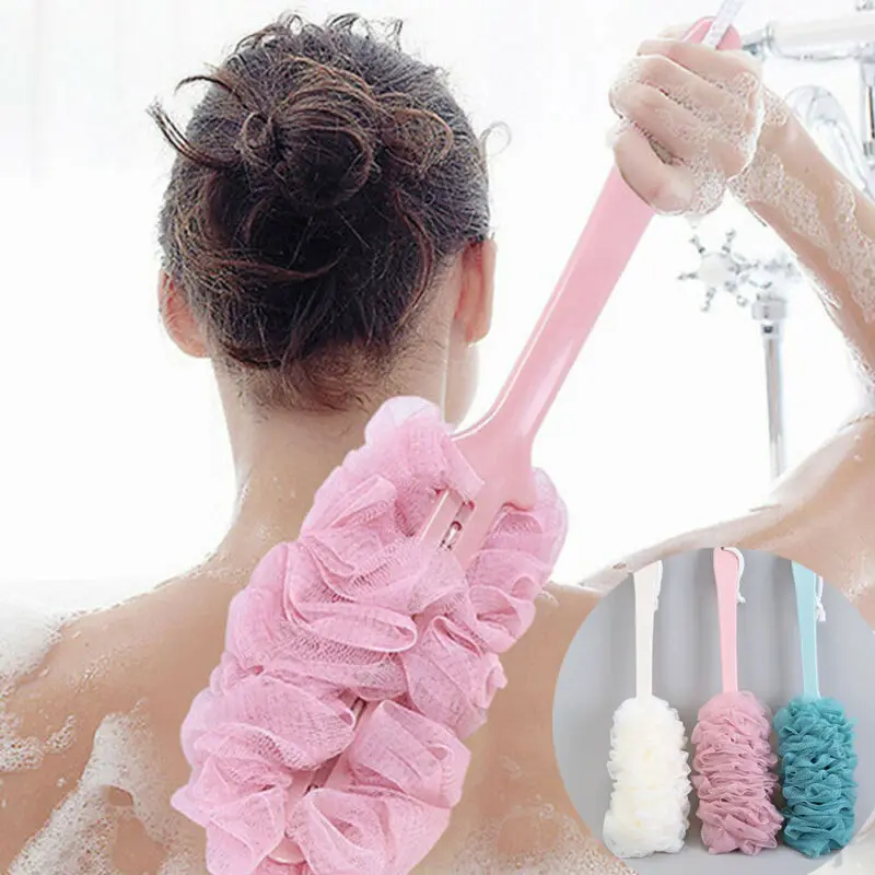 43cm Long Handle Natural Loofa Bath Back Brush Scrub Sponge Loofah Lufa