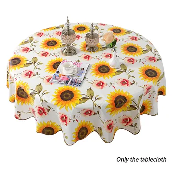 

Kitchen Thickened Floral Print Party PVC Waterproof Protective Anti Stain Home Simple Modern Round Table Cloth Wipe Clean