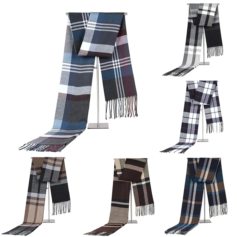 

Fashion Casual Men Scarves Autumn Winter Men's Thicken Warm Plaid Cashmere Scarf Luxury Brand Warm Women Scarves Shawl Unisex