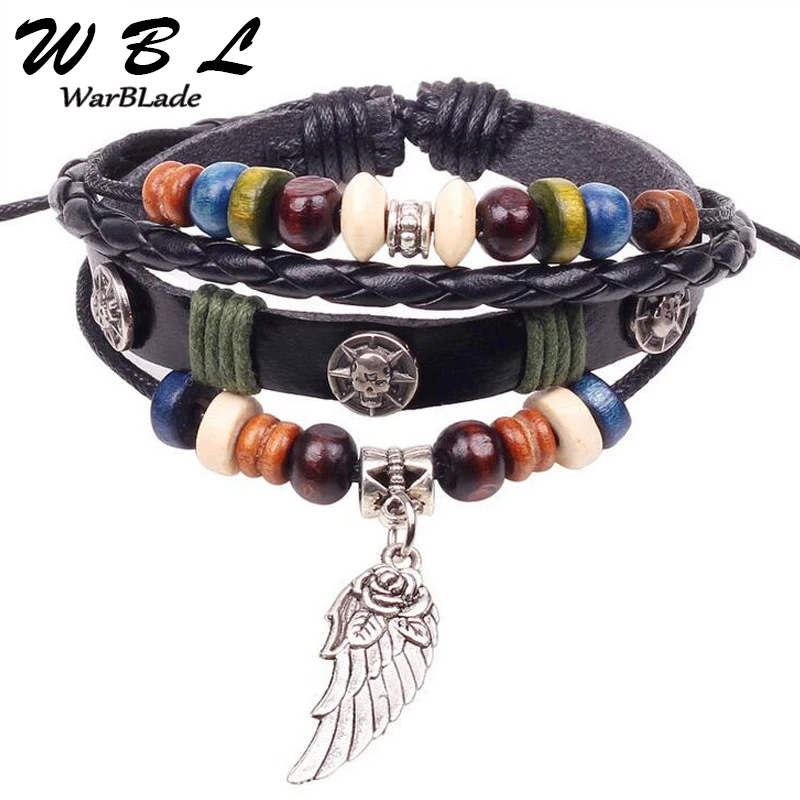 WBL Новая мода Evil Eye браслеты старинный браслет Многослойный кожаный браслеты с подвесками 10 шт. для мужчин и женщин