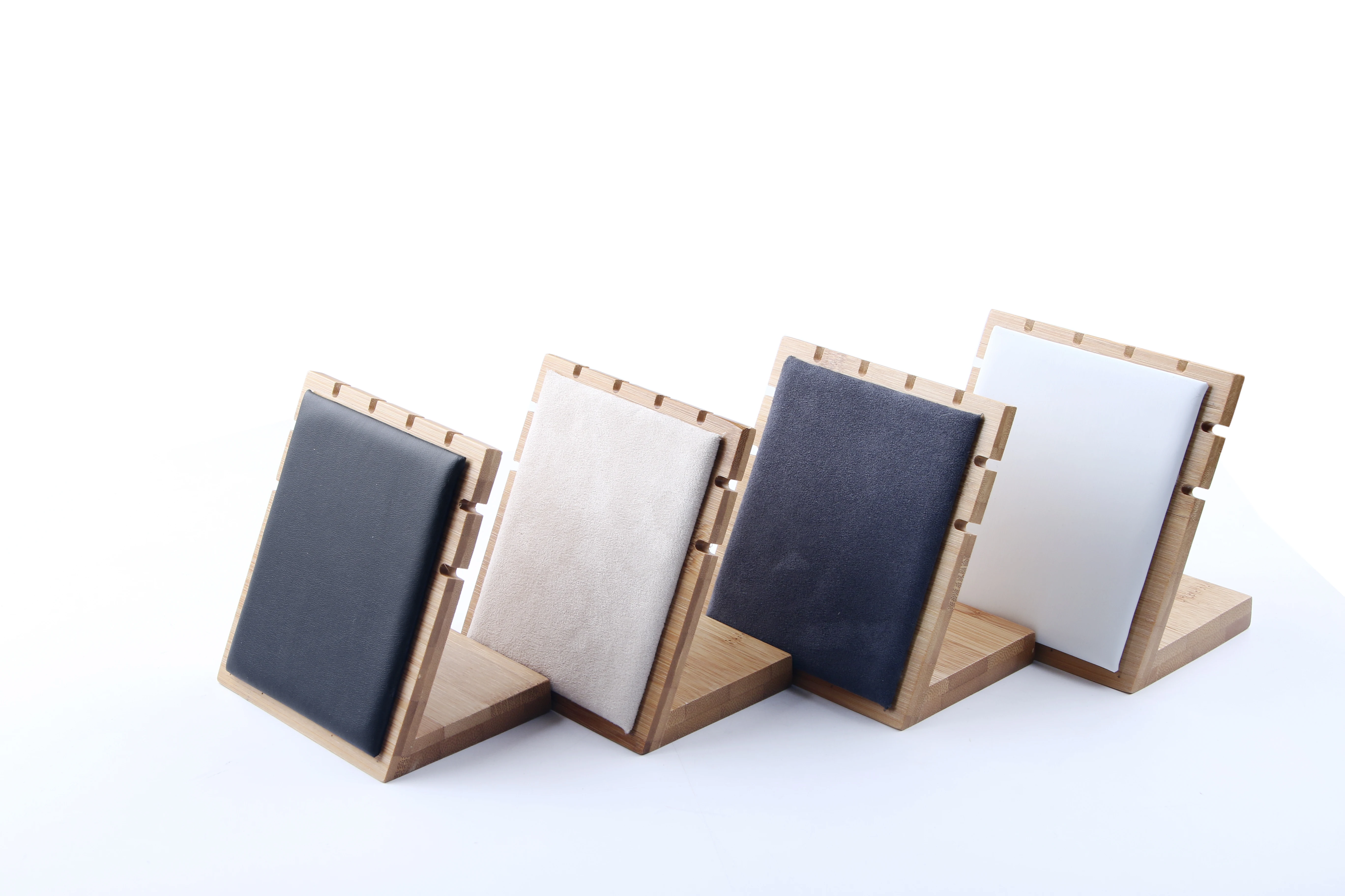New Wedding Necklace Pendant holder Wooden Beads Organizer Box Beige Velvet Wood Tray Velvet Necklace Box  Jewelry Display Stand