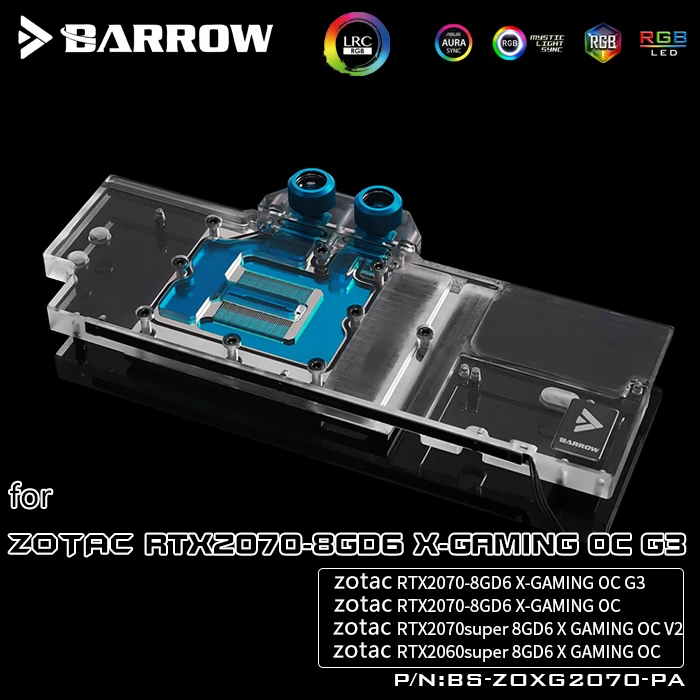 Барроу воды использовать блок для ZOTAC RTX2070 8GD6 X Игровой OC/RTX2070 8GD6 X Игровой G3/блок GPU Поддержка спинка D-RGB 3PIN