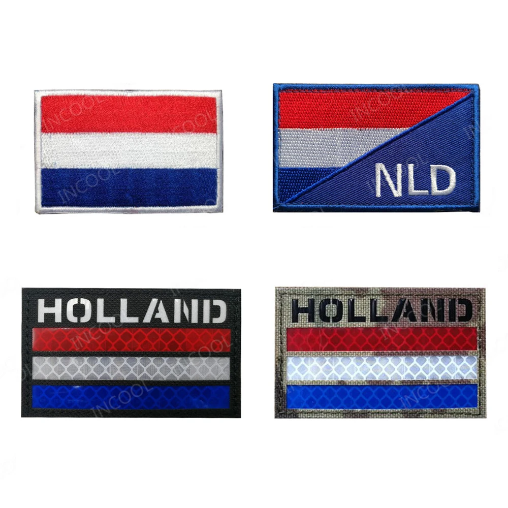 Netherlands Flag IR Reflective Multicam Patch Embroidered Patches Army Military Tactical Emblem Holland Flags Embroidery Badges