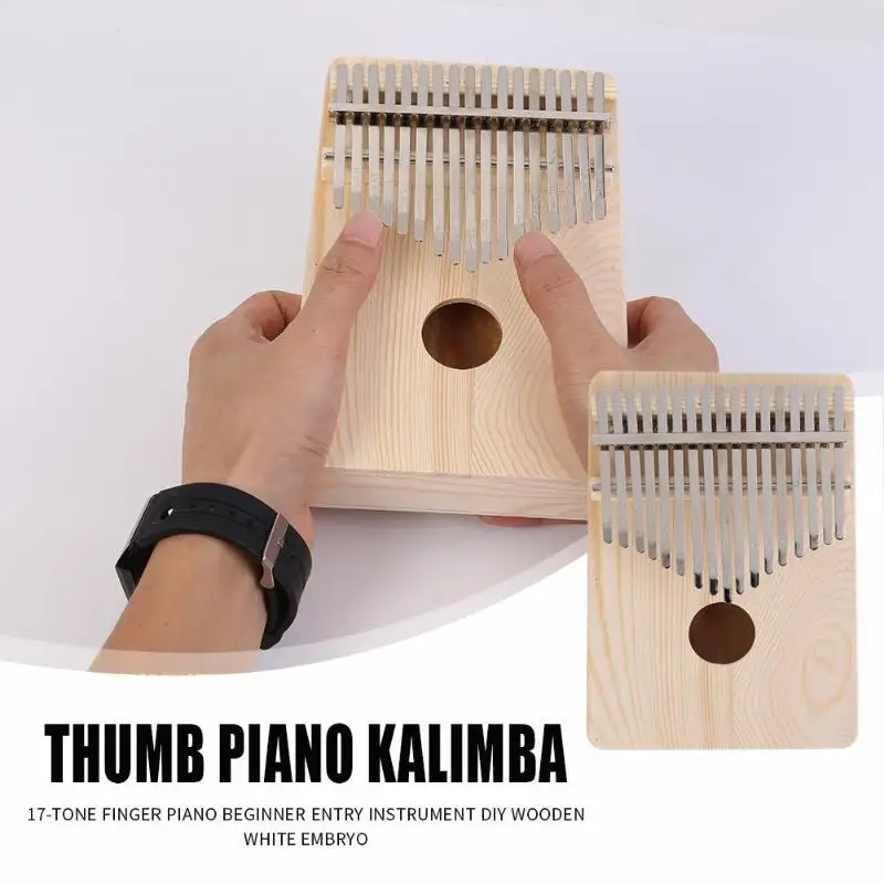 17 клавиш Kalimba палец пианино DIY Набор натуральная клавиатура Sanza Mbira деревянный белый эмбрион калимба инструмент аксессуар
