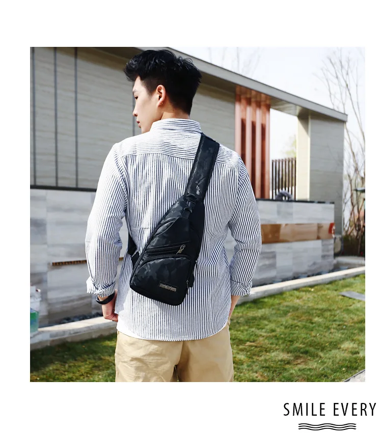 Camouflage Chest Pack Men's Fashion Korean-style Multi-functional Oxford Cloth Shoulder Bag Large Capacity Chest Pack