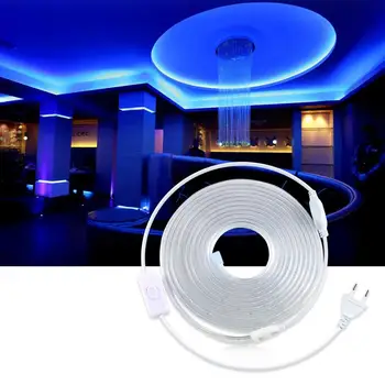 

High Brightness 220V 2835 LED Strip light Flexible Waterproof LED Neon Ribbon lamp with Switch Plug pink /ice blue /white/green