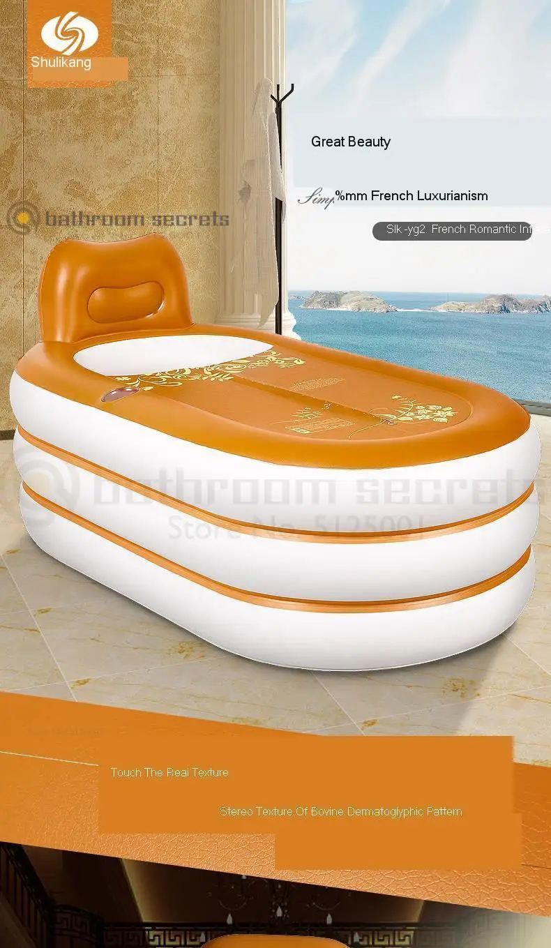 Inflatable Bathtub Home Folding Portable Independent Plastic Bath Barrel for Adults with Small Apartment Tub Bathtub Adult
