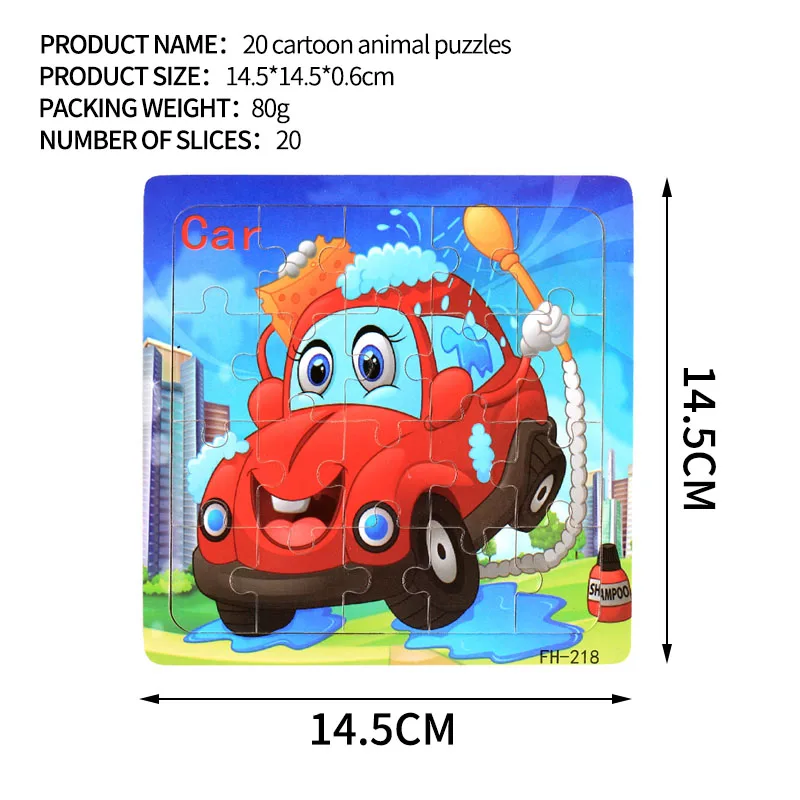 14.5x14.5cm Wooden Puzzle Toy Animals Cow Rabbit Fruits Vehicle Baby Cartoon Jigsaw Puzzles Toys for Children Kids Xmas Gift - Color: 218