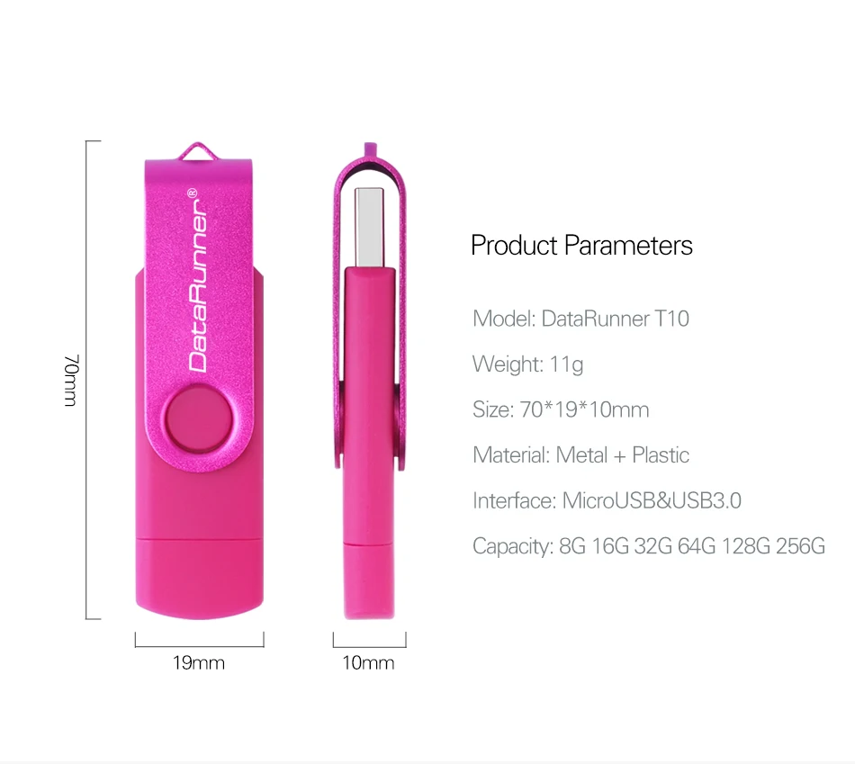 DataRunner OTG USB флеш-накопитель Высокоскоростной Usb 3,0 флеш-накопитель 256 ГБ 128 Гб 64 ГБ 32 ГБ 16 ГБ флеш-накопитель 2 в 1 карта памяти Micro USB