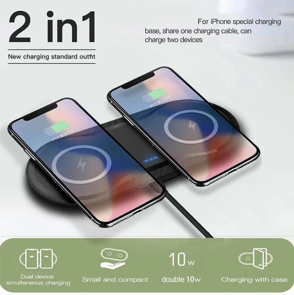 FDGAO 20 Вт двойное сиденье Qi Беспроводное зарядное устройство для iPhone XS Max XR X 8 Plus QC 3,0 быстрая Беспроводная зарядная панель для samsung S10 S9 S8