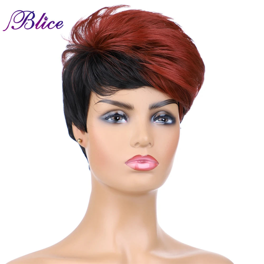 

Blice Synthetic Wigs Mix Color FT2/BUG 6Inch Short Nature Wave Kanekalon Full Machine Wig For Women