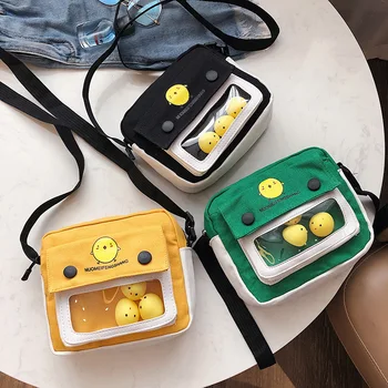 

Female Shoulder Bags Student Girls Cute Cartoon Messenger Bag Female Small Transparent Handbags PVC Pack School for Teenager