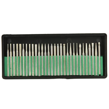 

30PCS 2.35mm Shank Diamond Grinding Burr Needle Point Engraving Carving Polishing Glass Jade Stone Drill Bit Rotary Tool Set