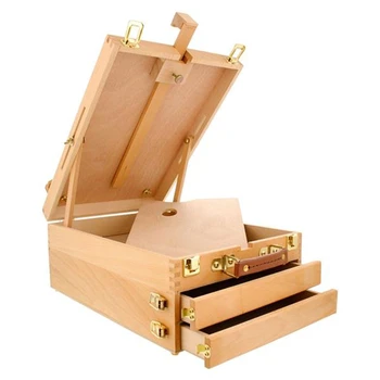 

Multifunctional Easel 3 Layers Wooden Paint Box Art Drawing Beech Desktop Painting Box Portable Oil Paint Suitcase Art Supplies