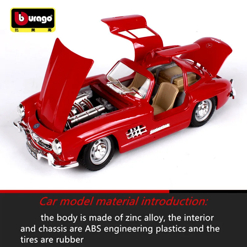 Bburago 1:24 Mercedes 300SL классический автомобиль сплав модель автомобиля Моделирование Украшение автомобиля коллекция Подарочная игрушка