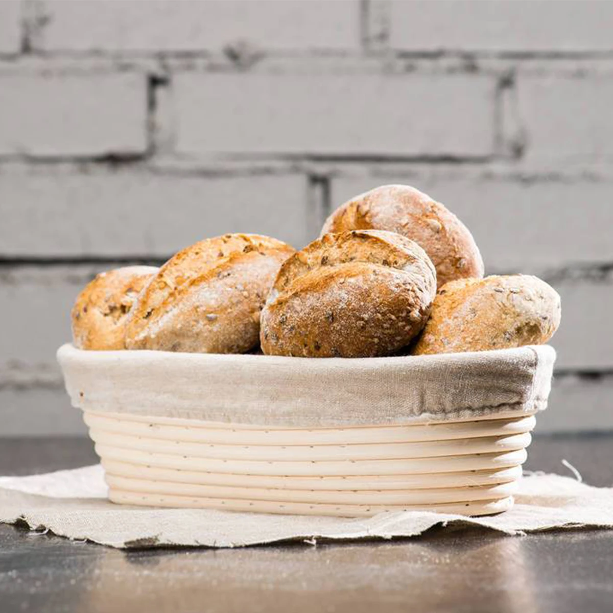 Овальная/круглая корзина из ротанга для хлеба с крышкой хлебопечки/кафе | Дом и