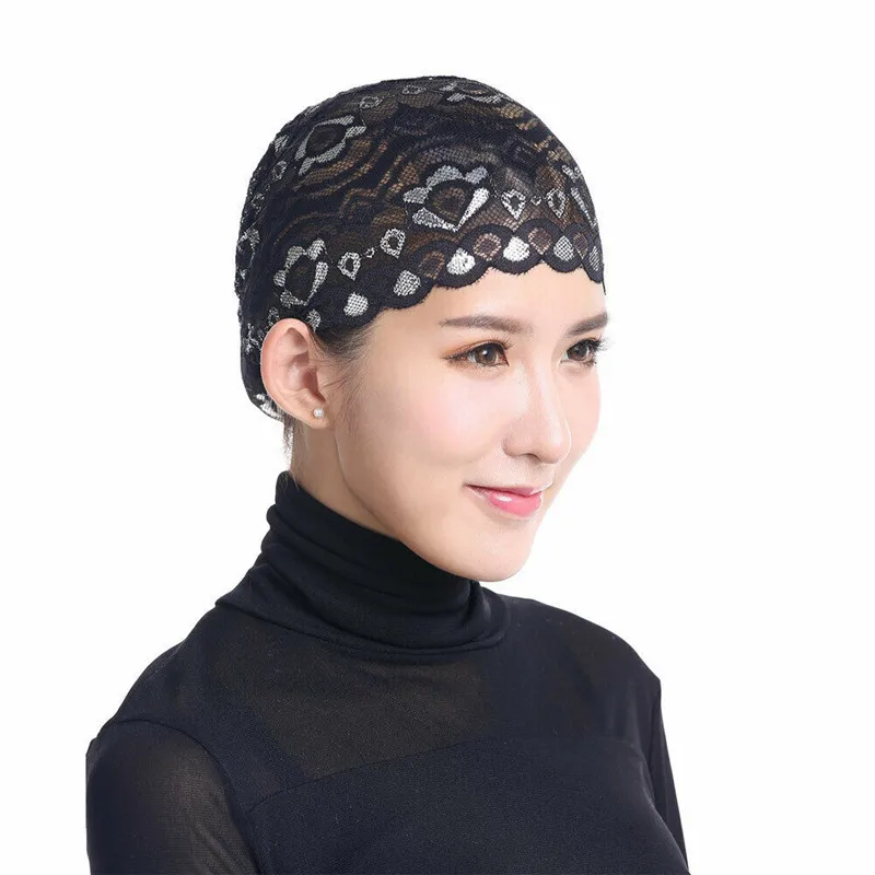Женская кружевная Цветочная мусульманская шапочка с оборками химиотерапия