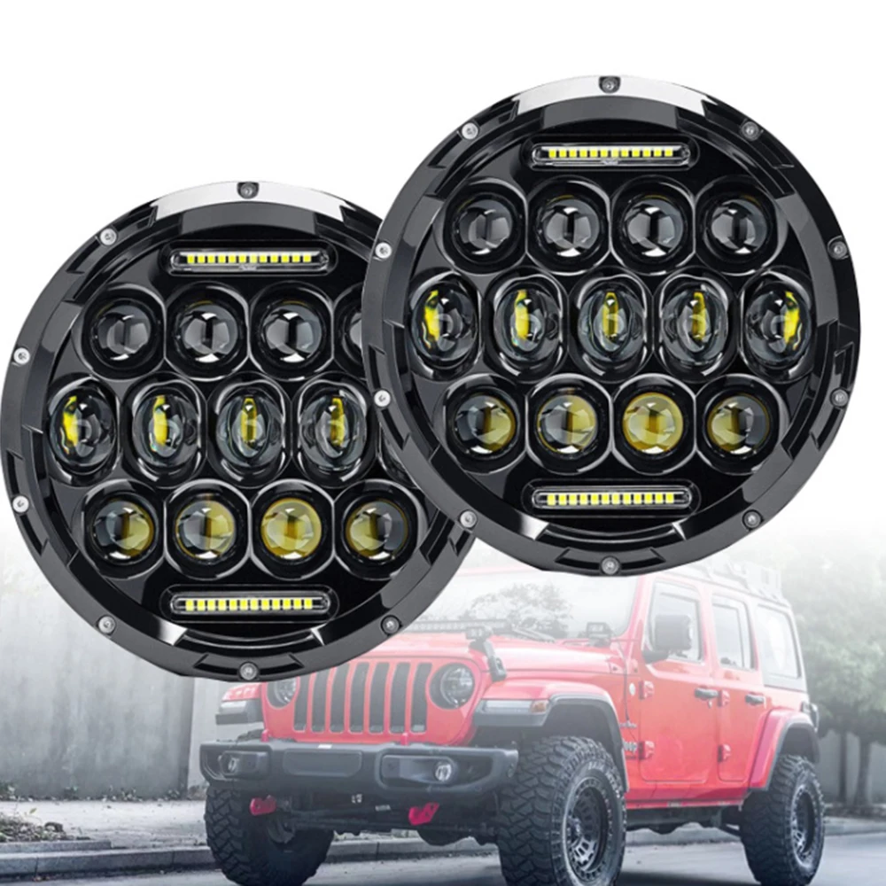 1pcs 75W 7inch 12V Car Light Headlamp Round LED Headlight for Jeep Wrangler Land Rover Defender 90& 110