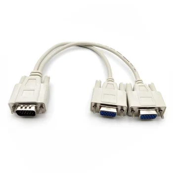 

VGA Duplicator Cable 1 HDB 15 Male to 2 VGA HDB15 Female Splitter Double Monitor UND Sale