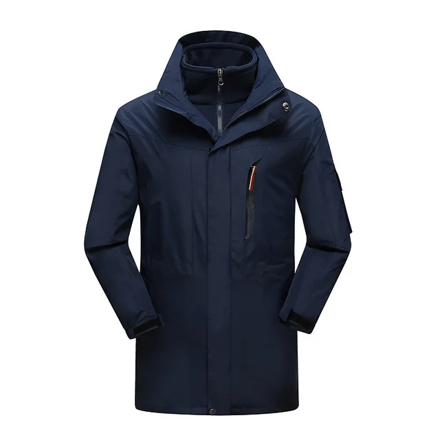 Men Dark Blue JACKSANQI мужские и женские зимние 2 шт. флисовые уличные куртки ветрозащитные походные туристические термальные мужские пальто RA322 - Цвет: Men Dark Blue