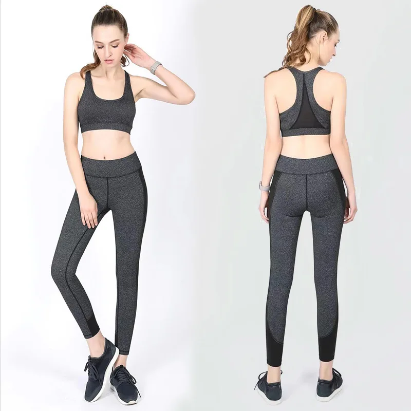 

New Style Sports Clothing Set Fitness Sweat Absorbing Yoga Clothes Two-Piece Set Running Set Tank Top Manufacturers Currently Av