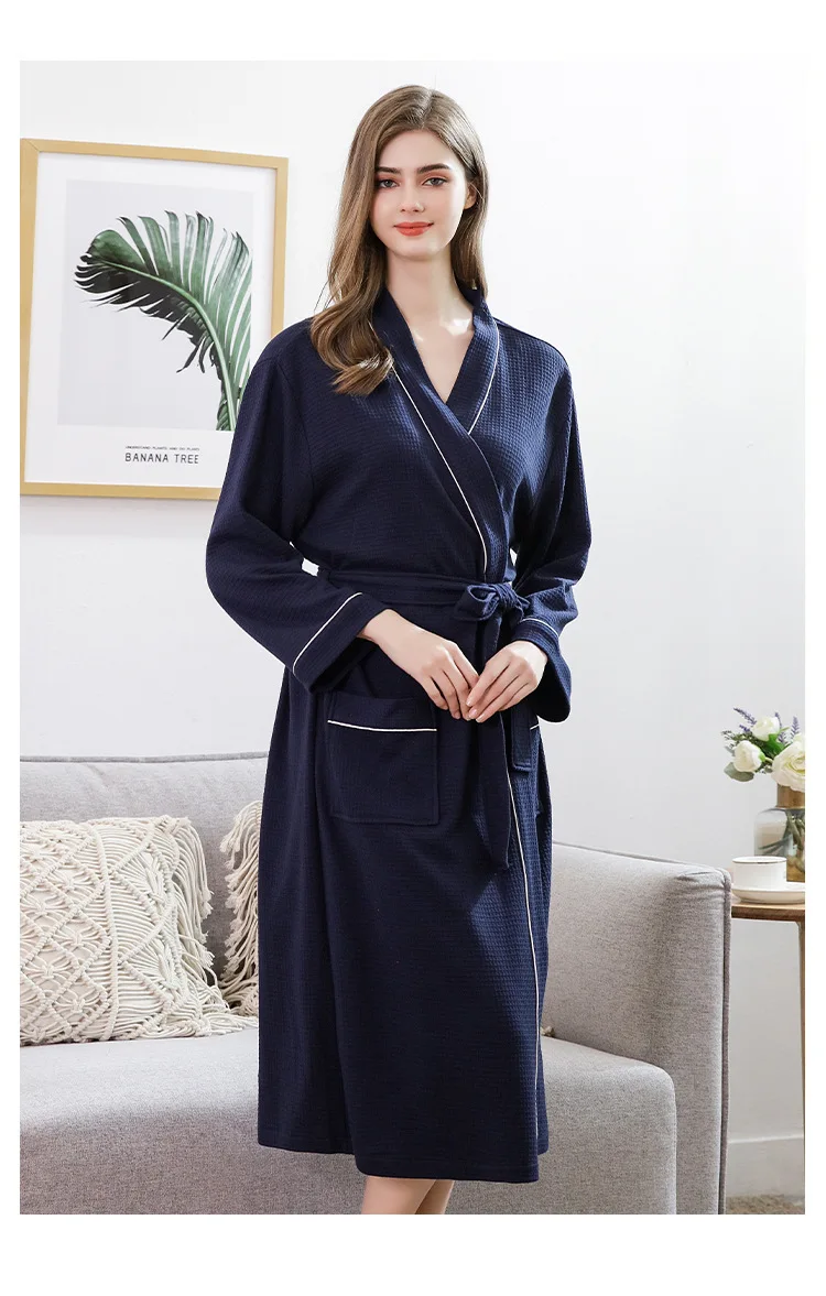 Waffle Kimono Bathrobe Gown Couple Sleepwear Soft Intimate Lingerie Men Nightgown Home Clothes Casual Nightwear Homewear men's silk pajamas